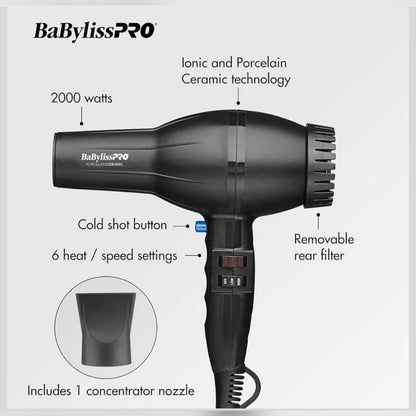 Secadora 2 Mil Watts Porcelain Ceramic | BaByLiss Pro - Sin Caja