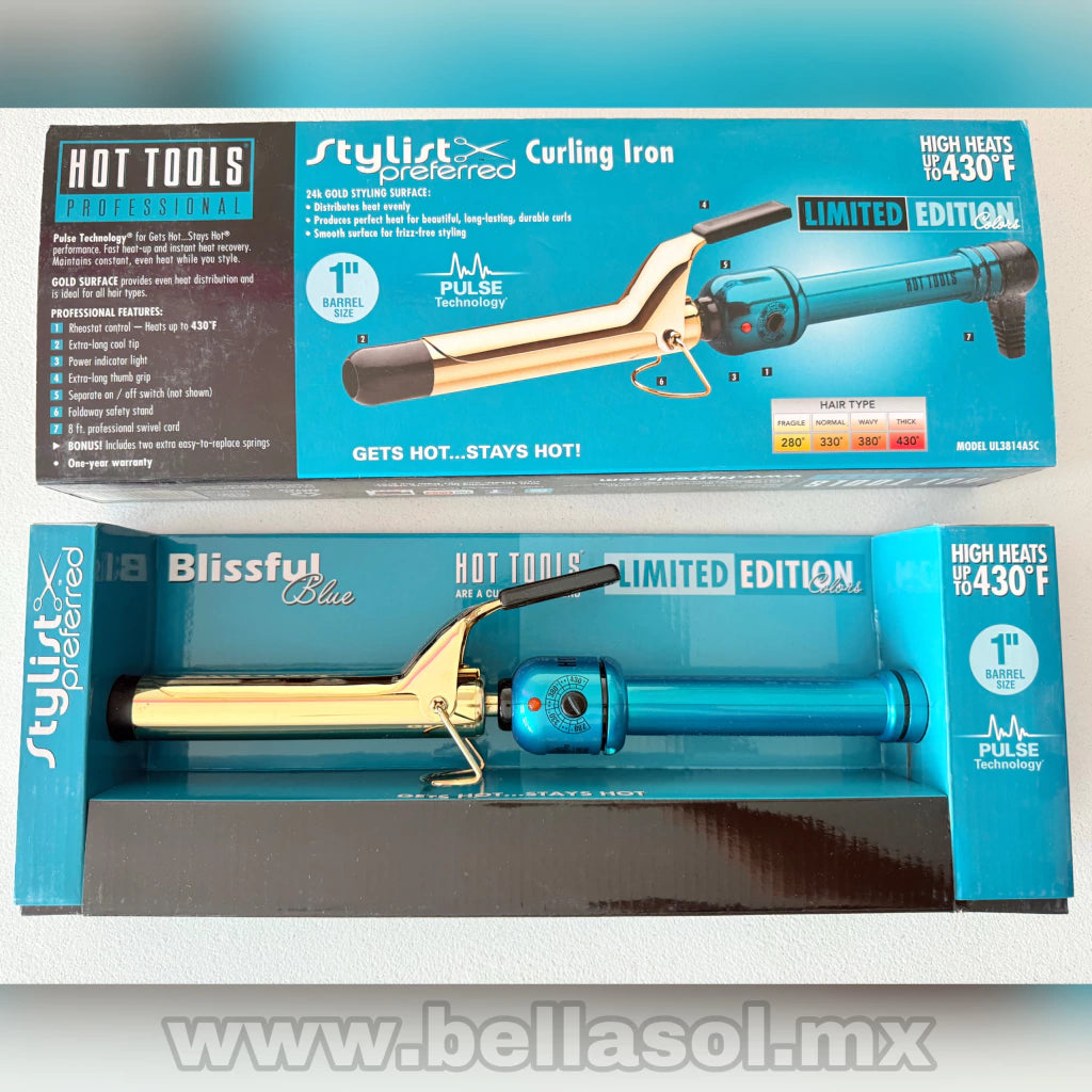 Tenaza Blissful Blue 1" 24K Gold | Hot Tools Profesional - con Caja