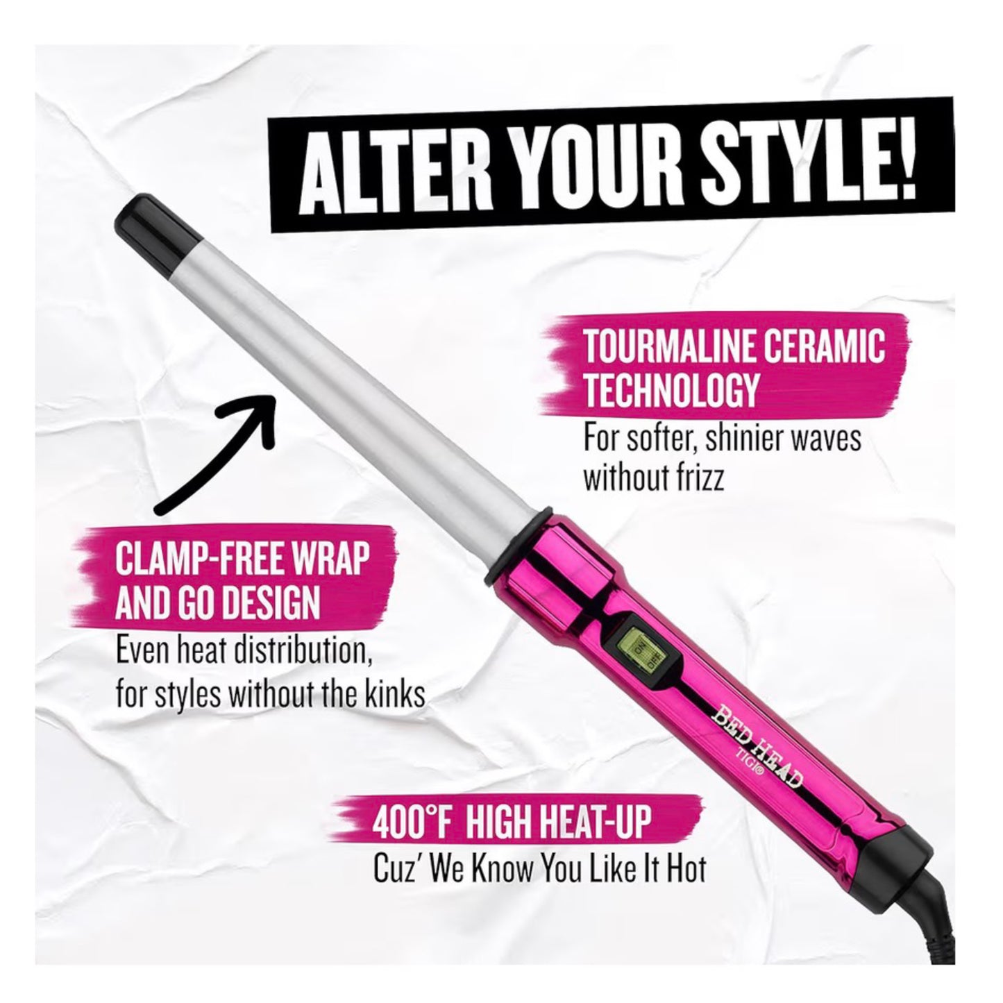 Ferro Conico 1" Rosa Metal | Bed Head - Sin Caja