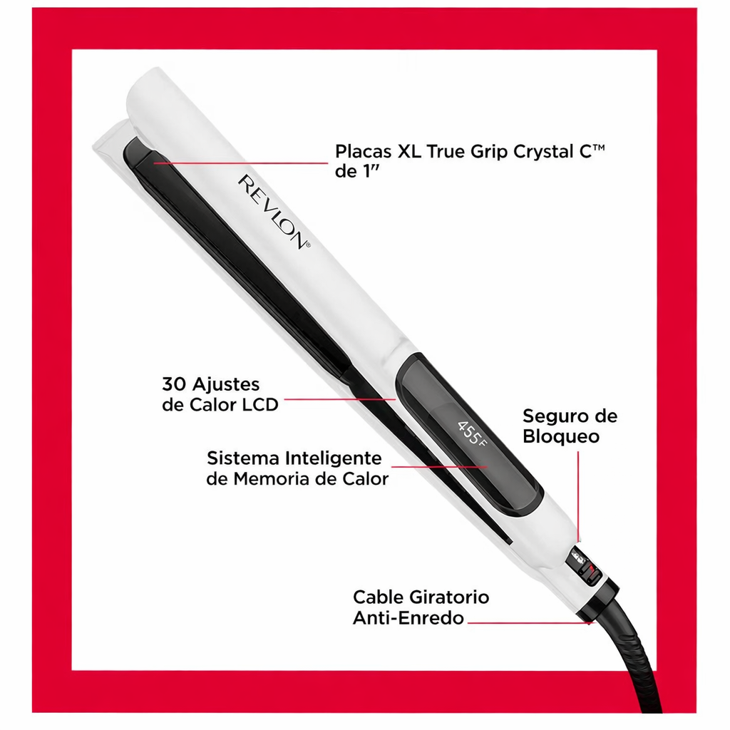 Plancha XL 1” Crystal C | Revlon - Con Caja