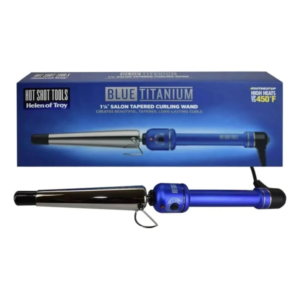Ferro Cónico 1 1/4" Blue Titanium | Hot Tools Profesional - Con Caja