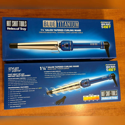 Ferro Cónico 1 1/4" Blue Titanium | Hot Tools Profesional - Con Caja